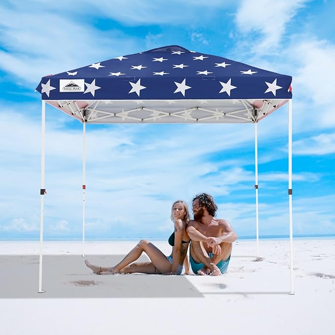 EAGLE PEAK Pop Up Canopy Tent with Wheeled Carry Bag, 8 Stakes, 4 Ropes, Easy Set Up Tent Canopy