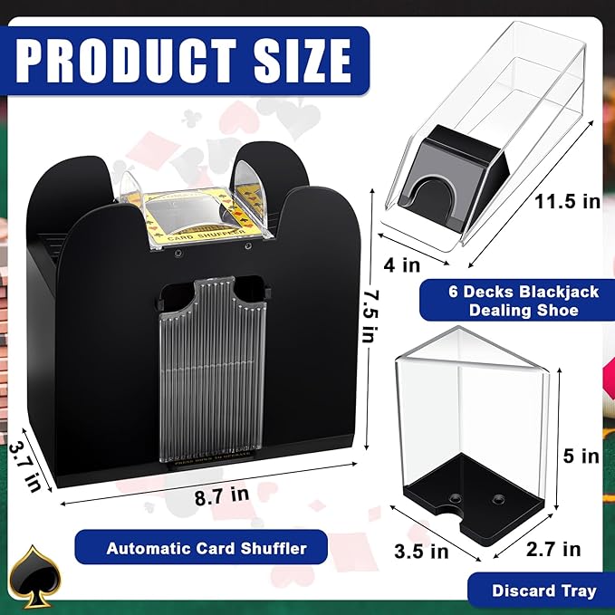 Aoriher Blackjack Game Combo Set, Include Blackjack Layout Felt,Shoe 6 Deck Automatic Card Shuffler
