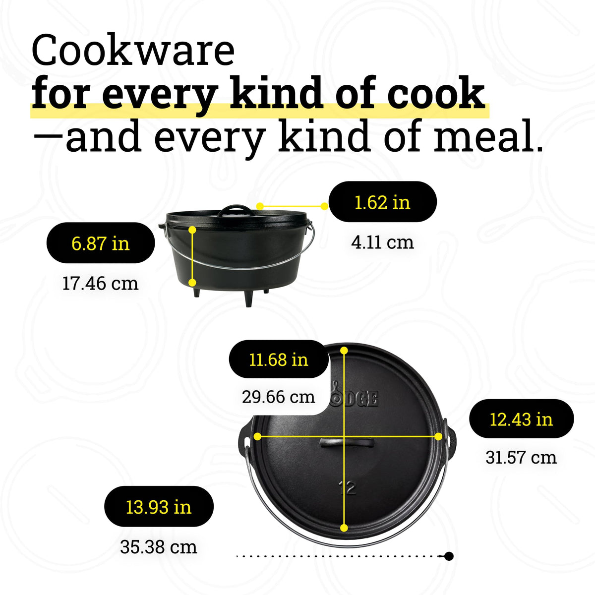 Lodge Seasoned Cast Iron Camp Dutch Oven with Lid - 8 Quart - Dual Handles - Seasoned Cast Iron