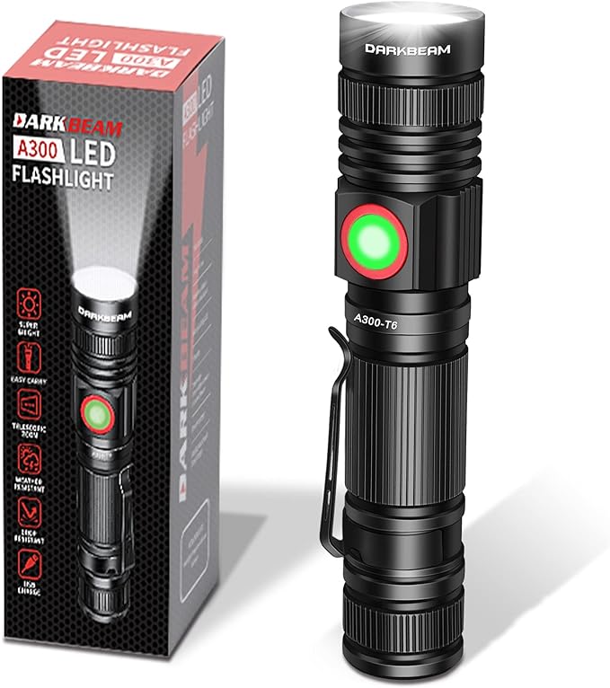 DARKBEAM LED Flashlight Rechargeable USB 2000 High Lumens, Small and Bright Pocket Flashlights