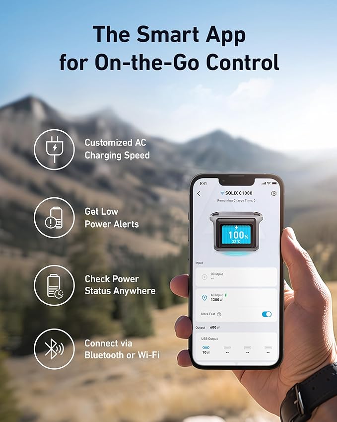 Anker SOLIX C1000 Portable Power Station, 1800W (Peak 2400W) Solar Generator, Full Charge in 58