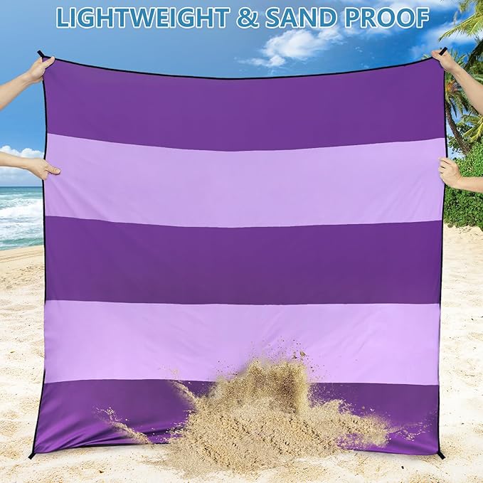 Beach Blanket Waterproof Sandproof Beach Mat 79" X 83"/10'x9'for 2-8 Adults Quick Drying Outdoor