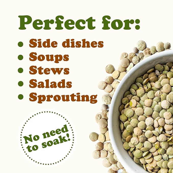 Food to Live Organic Whole Green Lentils, 25 Pounds ??Non-GMO, Dried Raw Beans, Sproutable, Vegan