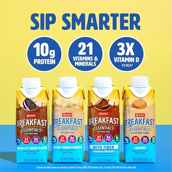 Carnation Breakfast Essentials Original Nutritional Drink Caramel Flavor 8 oz Bottle 24 Ct