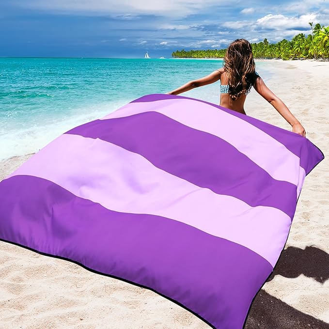 Beach Blanket Waterproof Sandproof Beach Mat 79" X 83"/10'x9'for 2-8 Adults Quick Drying Outdoor