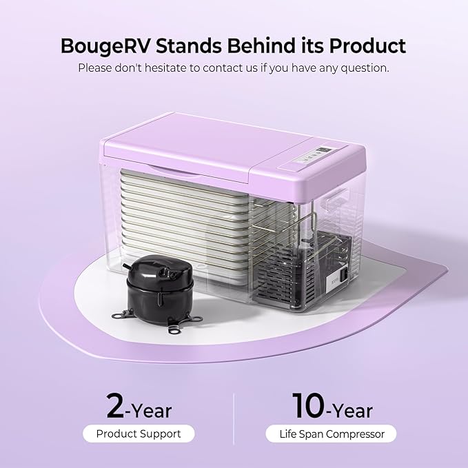 BougeRV Purple 23Quart Portable Refrigerator, 12 Volt Fridge 22L, Portable Freezer Compressor