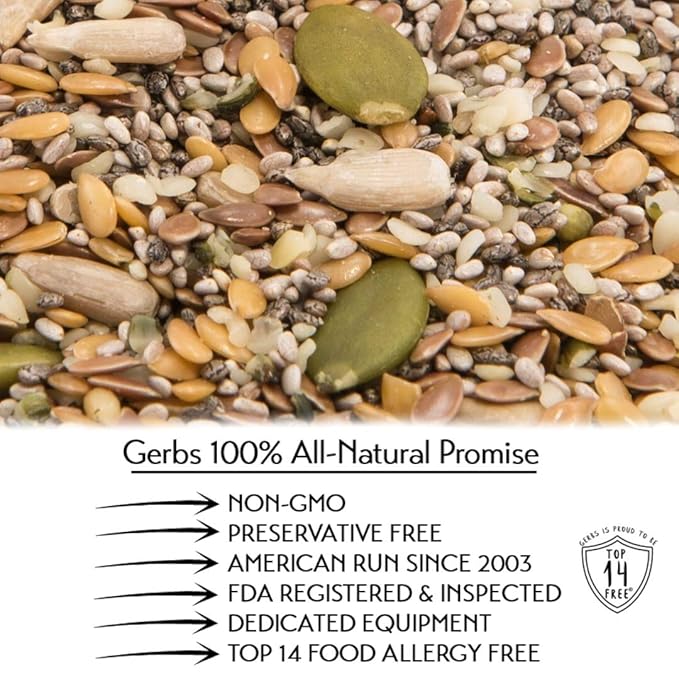 Gerbs Super 7 Seed Snack Mix 14 oz. | Raw, No Additives, Resealable Bag | Crunchy Pumpkin