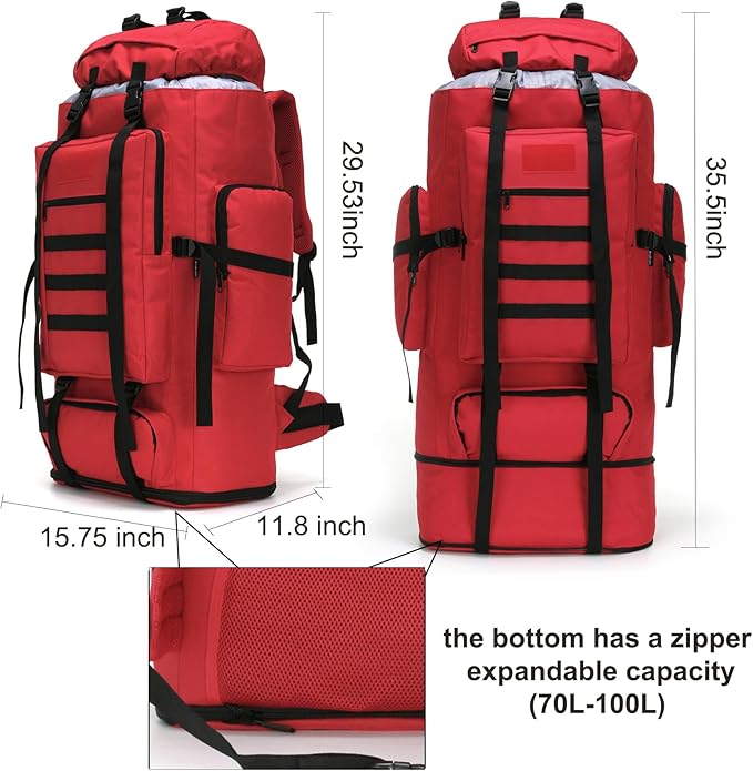 Hiking Backpack for Men 70L/100L Camping Backpack Military Rucksack Molle 3 Days Assault Pack for