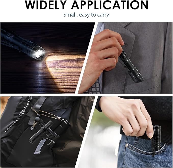 6 Pack Mini Pocket Flashlight, 3.5" Small LED Pen Light with Clip, 500 Lumen Torch White Light