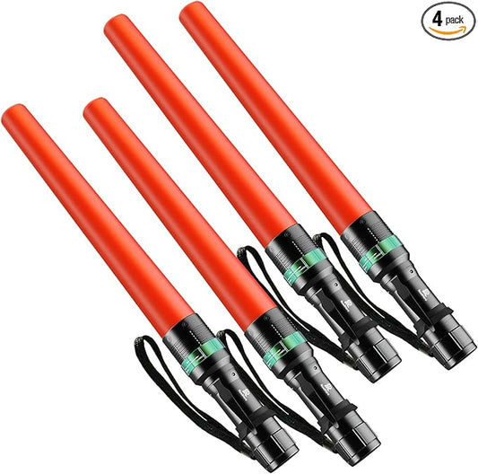 RoadHero 4 Pack Traffic Wand, 16 Inch Flashlight Led Traffic Control Baton, Small Orange Safety