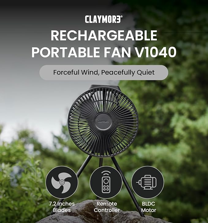 Claymore V1040 Black Rechargeable Portable Fan ??10,400mAh Power Bank Function Remote Control