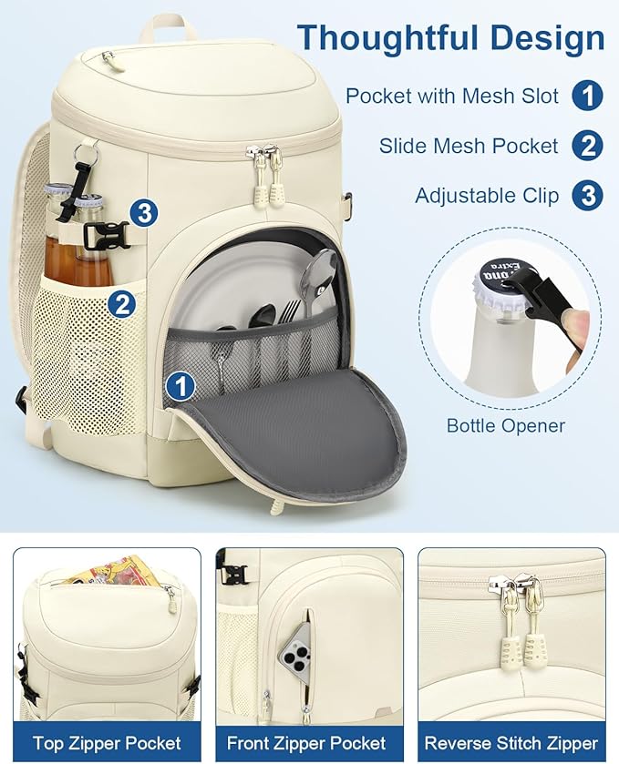 Cooler Backpack Insulated Waterproof,30 Cans Backpack Coolers Leakproof Lunch Backpack for Men