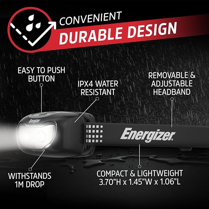Energizer Universal Plus LED Headlamp, Lightweight Bright Headlamp for Outdoors, Camping and