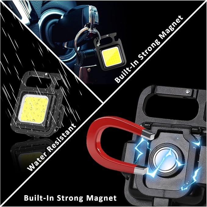 MAKDAK COB Rechargeable Keychain Flashlight 4Pack, High Lumen Super Bright LED Work Light with