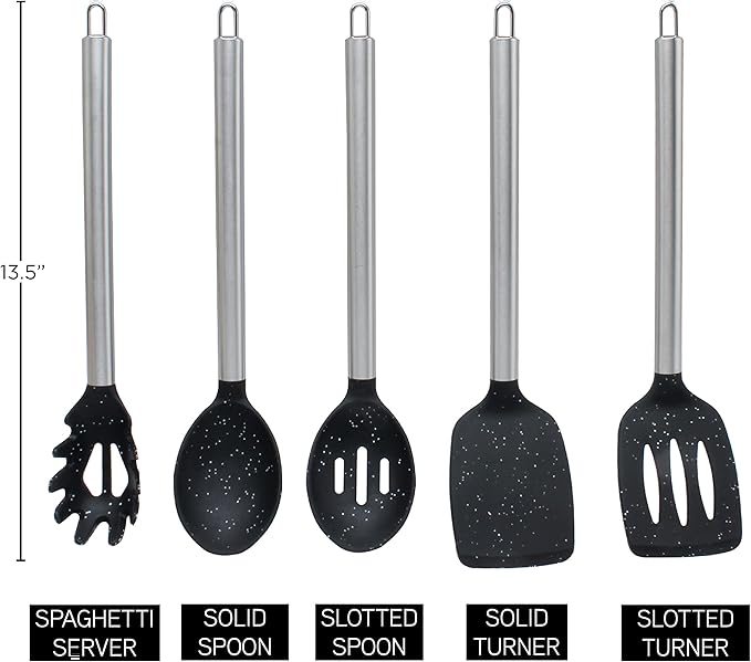 COOK WITH COLOR Silicone Cooking Utensils, Kitchen Utensil Set, Easy to Clean Silicone Kitchen