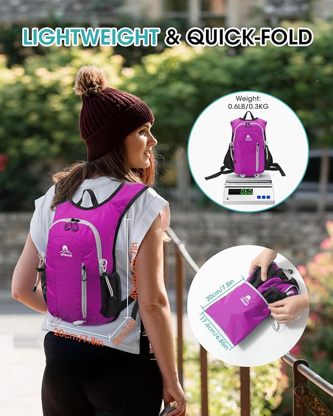 Small Hiking Backpack with Front Phone Holder, Packable Back pack with Chest and Waist Strap