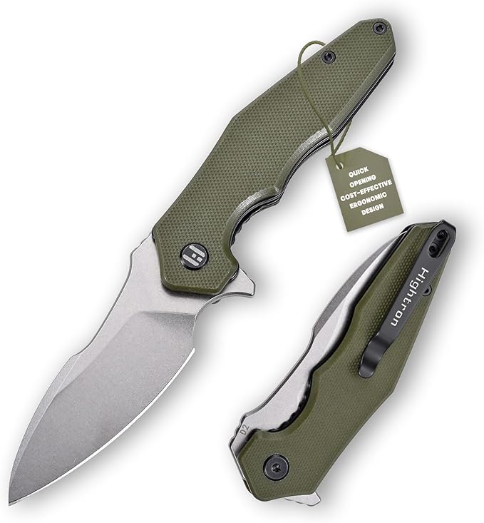 Hightron Mini Ventura EDC Pocket Knife, 2.85" Stonewashed D2 Steel Blade G10 Handle with Pocket