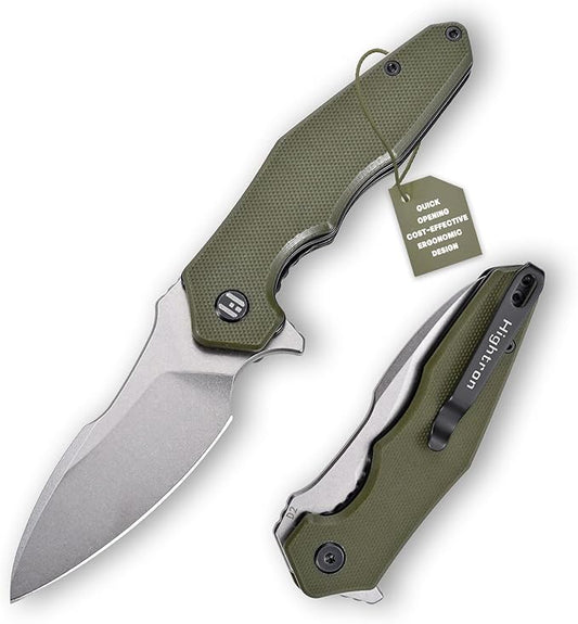 Hightron Mini Ventura EDC Pocket Knife, 2.85" Stonewashed D2 Steel Blade G10 Handle with Pocket