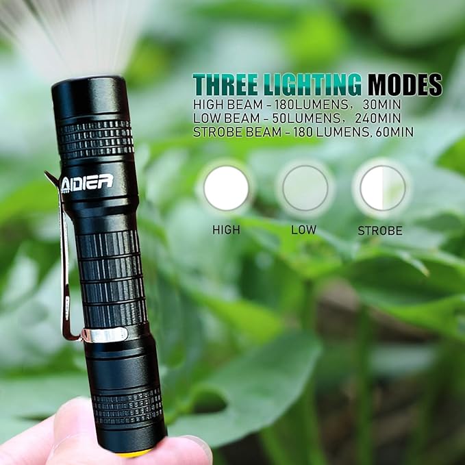 4 Pack Ultra Bright Compact EDC Keychain LED Flashlight 180lm Pocket Flashlight with Battery IPX7