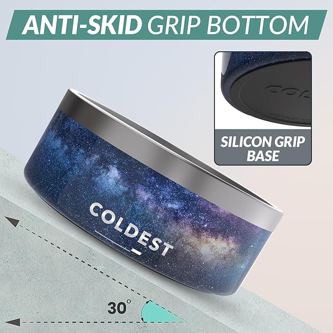 Coldest Dog Bowl - Anti Rust Metal, Non Slip, 3 Layers Insulated Stainless Steel Dog Bowls - Spill