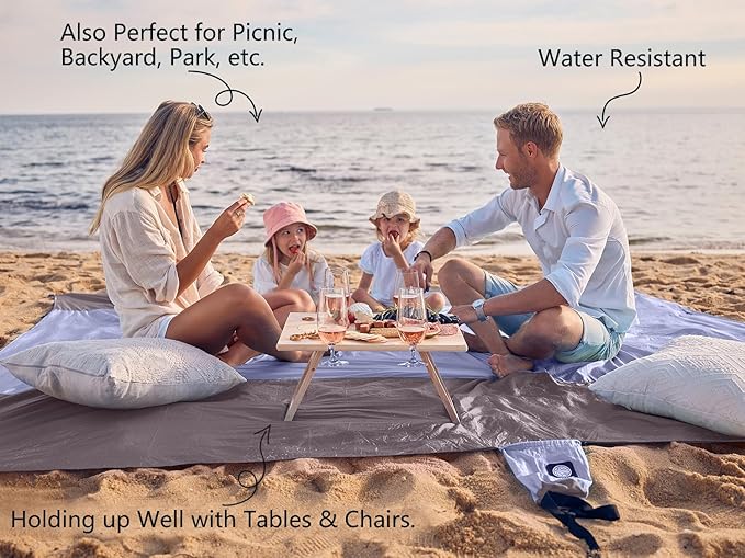WEKAPO Beach Blanket Sandproof Waterproof, Extra Large Beach Mat, Oversized & Compact Sand Free Mat