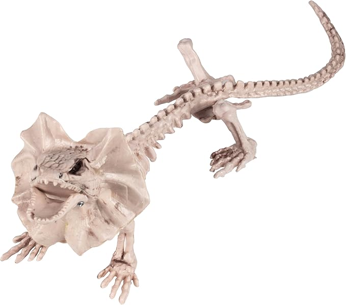 17" Frilled Lizard Skeleton Halloween Decoration- Weather Resistant for Indoor/Outdoor Spooky