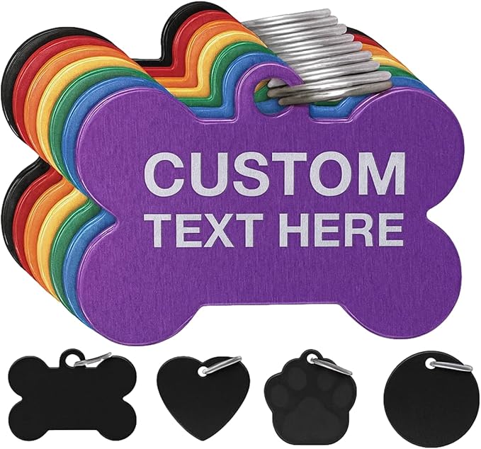 Pet ID Tag Custom for Dog Cat Personalized | Many Shapes and Colors to Choose from | Made in USA |