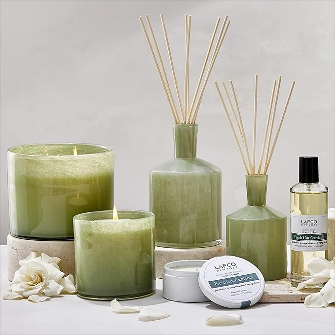 LAFCO New York Classic Candle, Fresh Cut Gardenia - Pack of 2, 6.5 oz - 50-Hour Burn Time