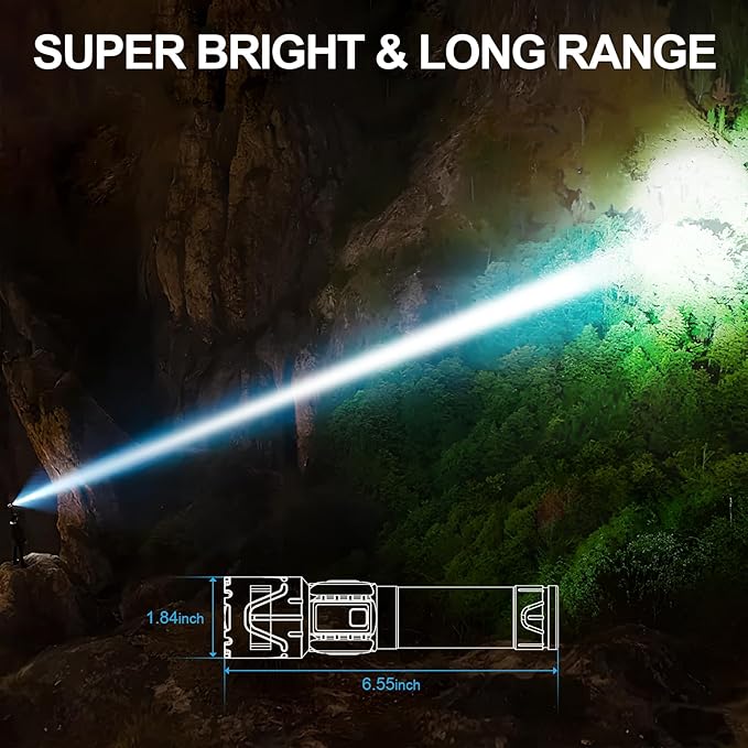 Rechargeable Flashlights High Lumens - Super Bright LED Tactical Flash Light, Powerful Waterproof