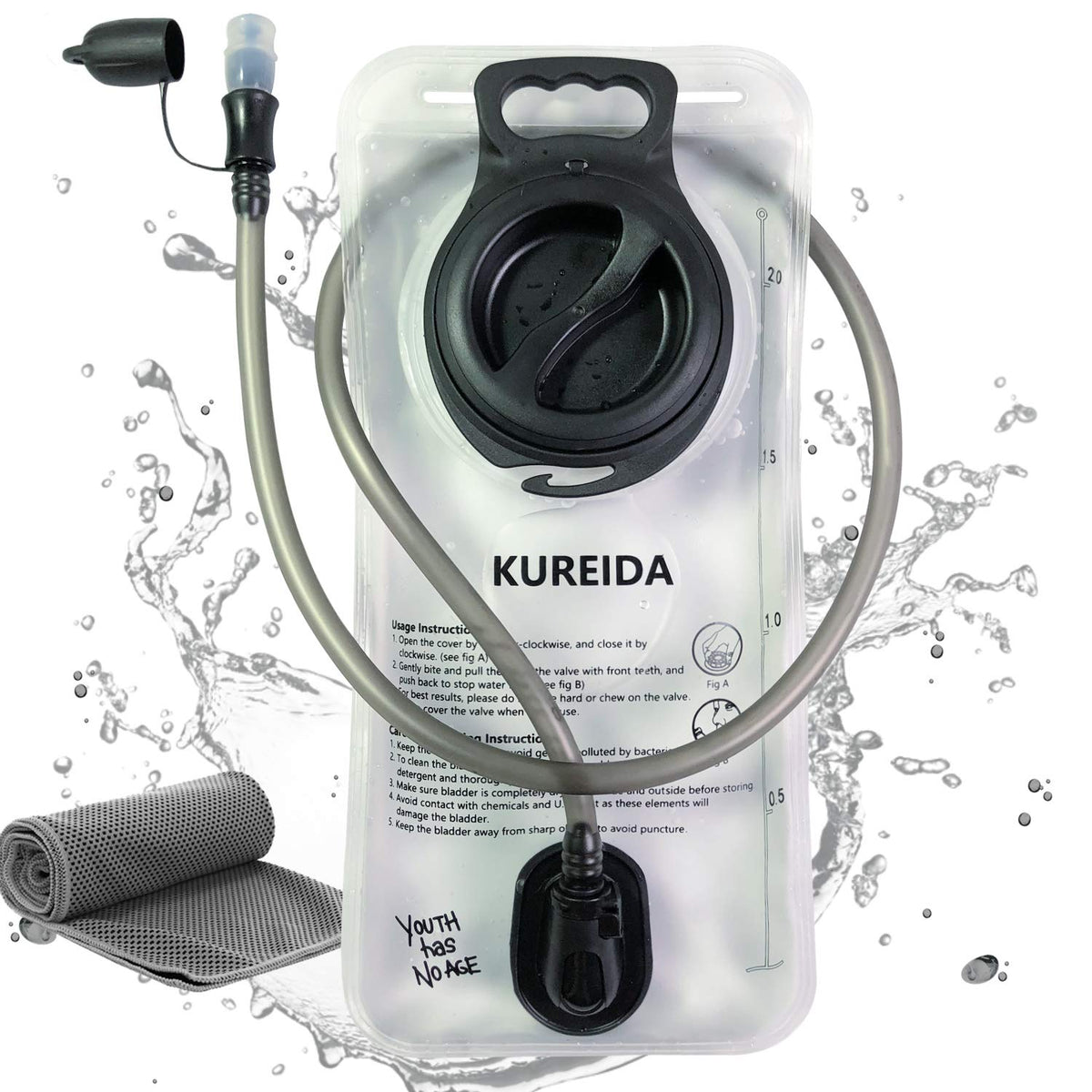 KUREIDA Hydration Bladder 2 Liter Leak Proof Water Reservoir,BPA Free,Wide Opening,Military Water