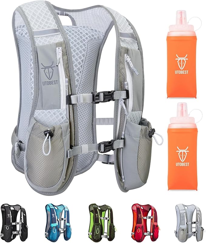 Running Vest, 5L Hydration Vest Lightweight, Breathable and Sweatproof Running Backpack, Adjustable