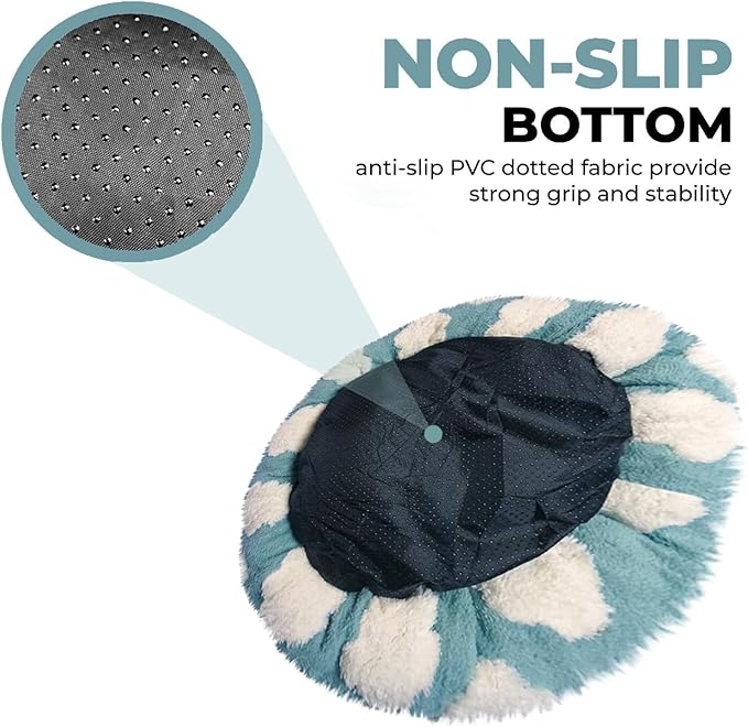 Whiskers & Friends Cat Bed, Cat Beds for Indoor Cats Washable, Orthopedic Soft Fluffy Round Calming
