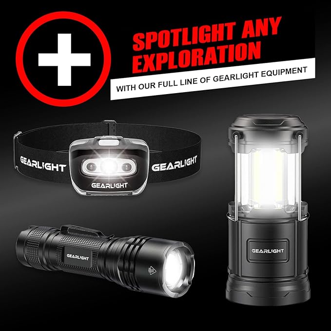 GearLight LED Flashlights - Mini Camping Flashlights with High Lumens, 5 Modes, Zoomable Beam