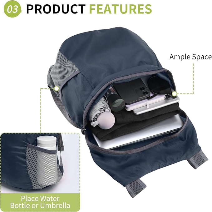 20L Ultra Hiking-Daypack Lightweight Foldable Travel Packable Backpack for Camping Cycling Outdoor