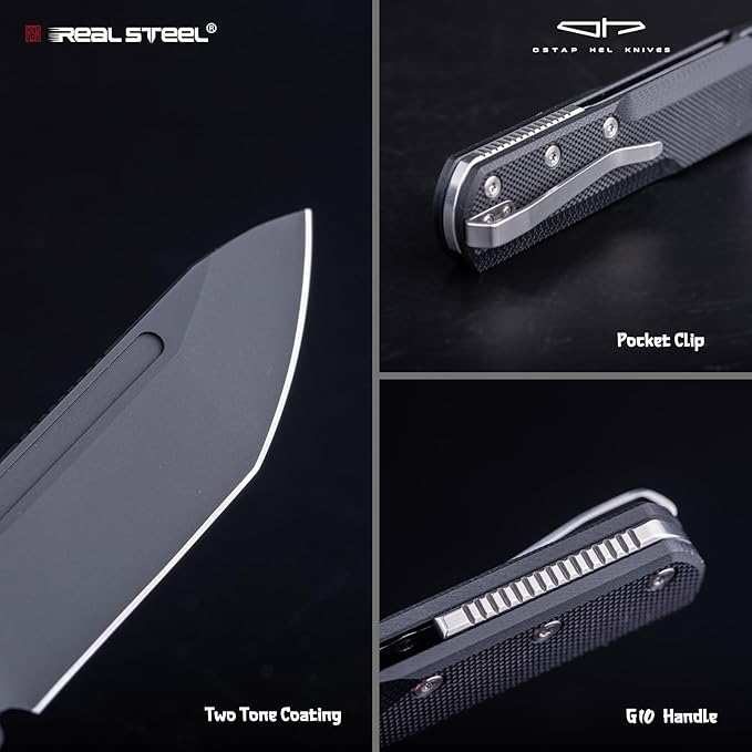 REALSTEEL G-Tanto Pocket Knife,Folding Knives,2.6" Nitro-V Blade,Double Detent Ball Slipjoint