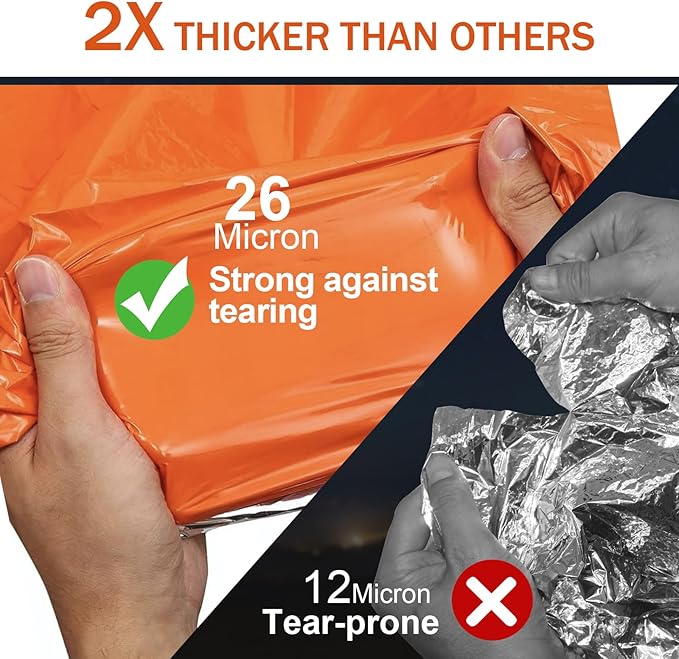 3-Pack Emergency Blanket, Extra-Thick Extra-Large Survival Blanket, Thermal Reflective Emergency
