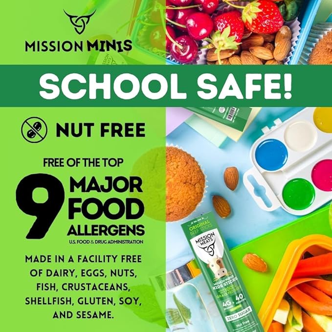 Mission Meats Kids Beef Sticks ??100% Grass Fed & Pasture Raised, Healthy Snacks for Kids, Sugar
