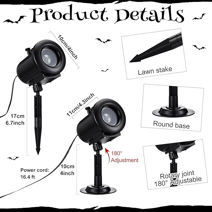 12 in 1 Halloween Projector Lights Outdoor 2025 Upgrade 3D Dynamic Window Indoor Decorations Skull
