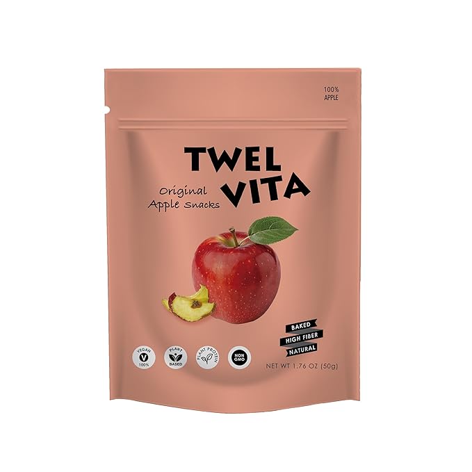 TwelVita Natural Baked Fuji Apple Crisps, Vegan Snacks, Clean Label, Non-GMO, Gluten-Free, 1.76 oz