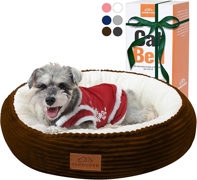 23in Round Cat Dog Bed for Large Medium Small Dogs Cats, Machine Washable Sleeping Sofa, Non-Slip