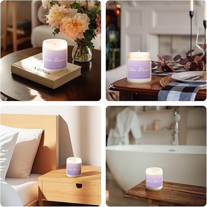 MOASITN Lilac Blossom Spring Soy Candle| Lavender,Lilac,Lemon Scented Candle for Home| Long Burning