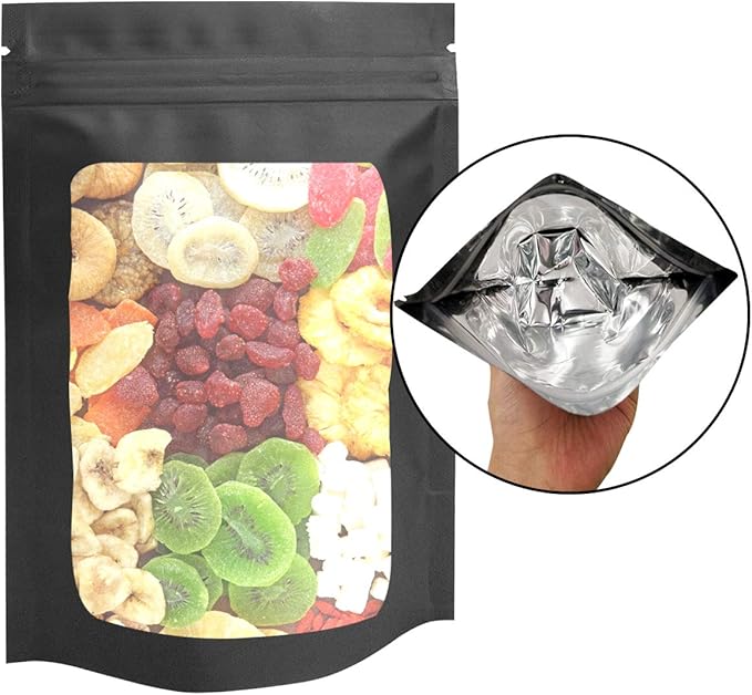 STUs 100 Pack Stand-Up Mylar Bags 3.1 x 5.1 Inch Resealable Smell Proof Bags with Clear Window Foil