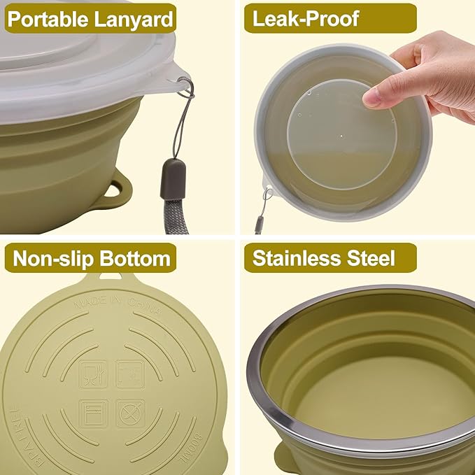 Mess Kit for Camping Silicone Collapsible Bowl Collapsible Cup and Stainless Steel Spoon for