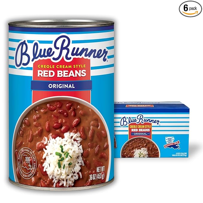 Blue Runner Creole Cream Style Red Beans 16 Oz (Pack Of 6) - New Orleans Best Authentic Red Beans