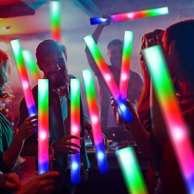 150 PCS Led Foam Sticks, Bulk Glow Sticks with 3 Colors Flashing, Light Up Baton Wands for Kids