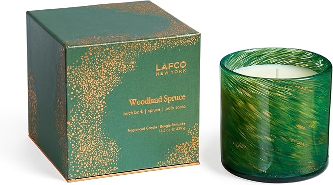 LAFCO New York Holiday Signature Candle, Woodland Spruce - 15.5 oz - 90-Hour Burn Time - Reusable