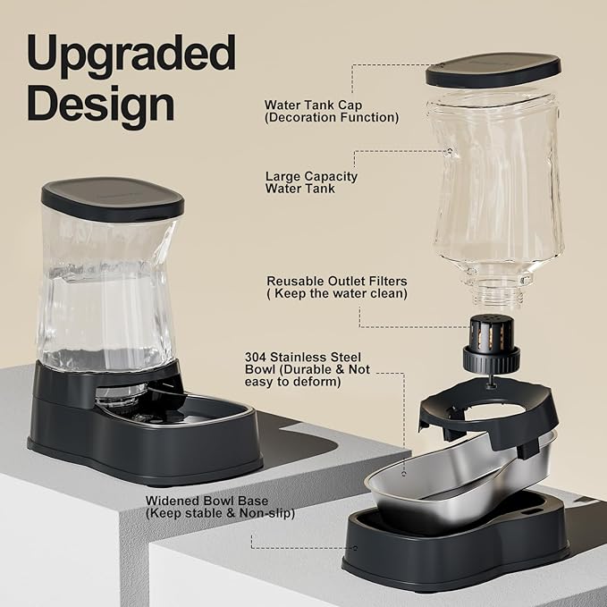 Gardner Pet Automatic Dog Water Dispenser Gravity Stainless Steel Water Waterer Feeder, 100%