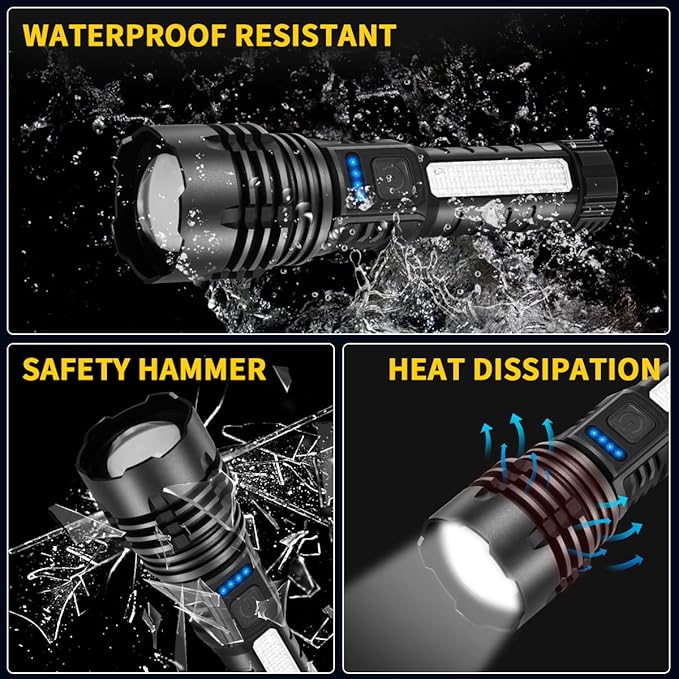 Rechargeable Flashlights High Lumens, 7Mode Flashlights Rechargeable, Super Bright Flashlight