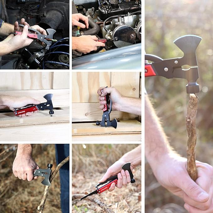 Sheffield 12138 14-in-1 Hatchet Multitool, Camping Hatchet Comes With 1680D Polyester Hatchet