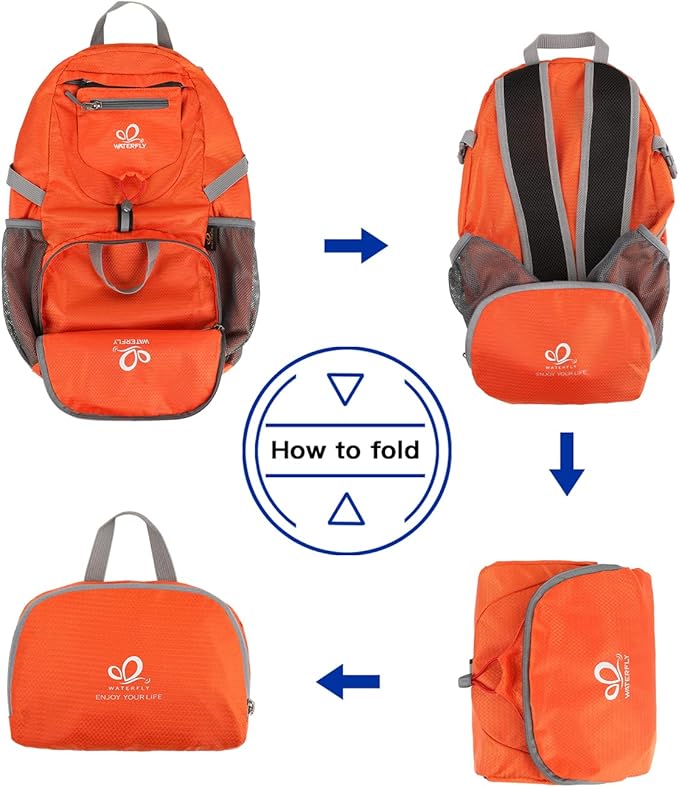 WATERFLY Small Lightweight Packable Backpack: 20l Ultra Light Foldable Travel Hiking Camping